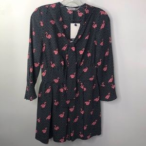 Zara Navy and White Flamingo Romper